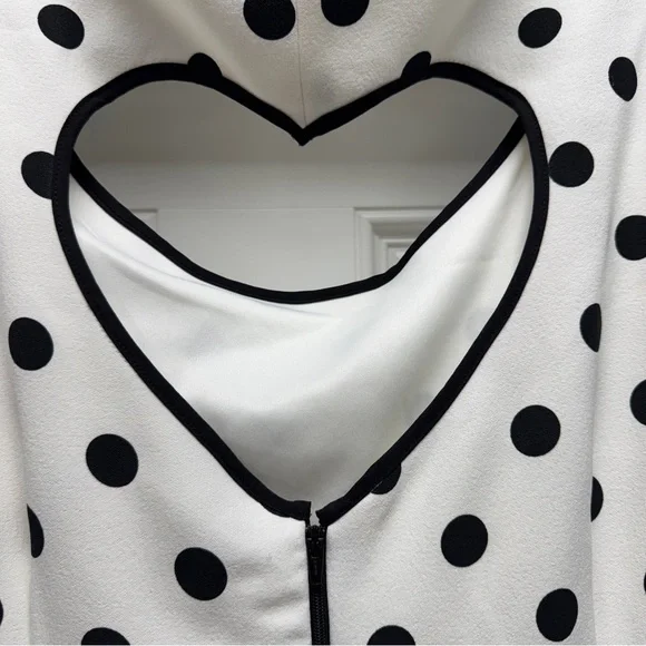 Betsey Johnson Black and White Polka Dot Dress with Heart Cutout Back - Picture 8 of 11